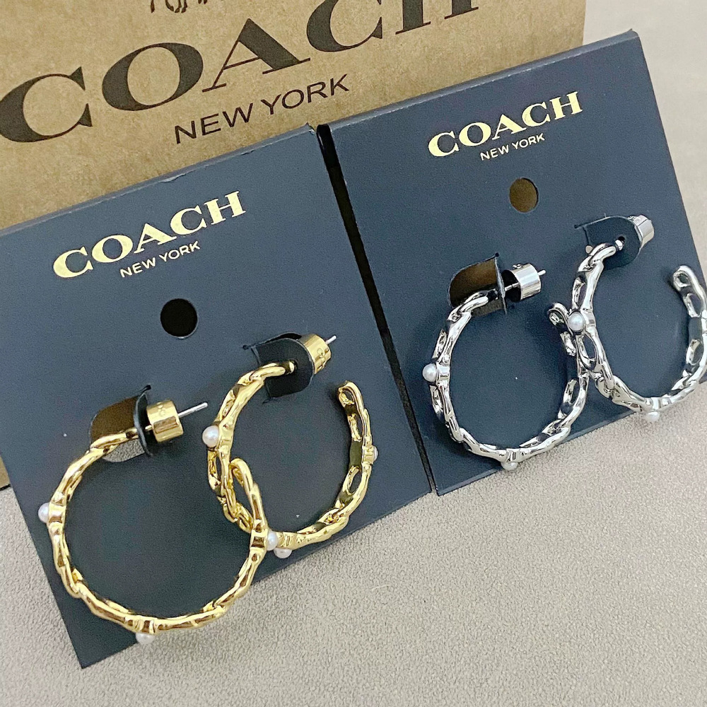 Coach Pearl Earrings Titanium Steel Gold Plated Fade Resistant